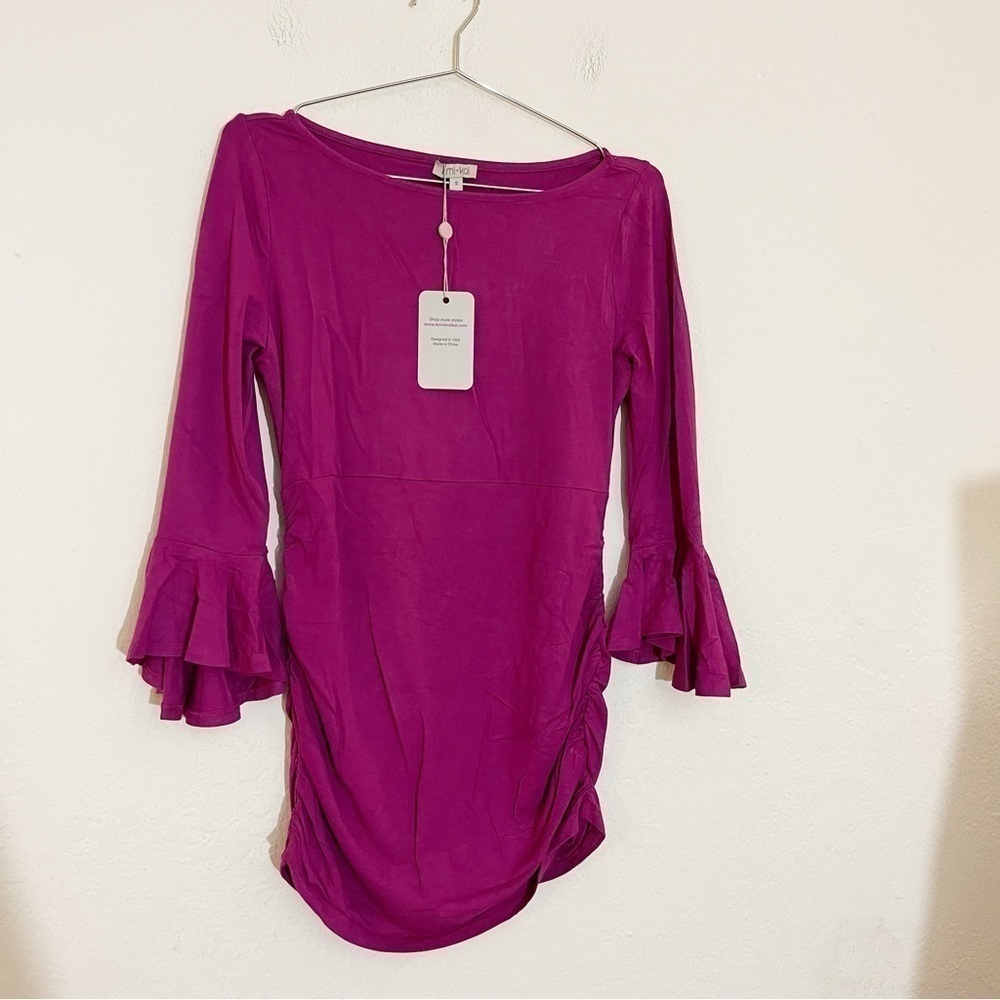 NWT Kimi Kai Andrea Maternity Ruched Top Women Size Small Pink